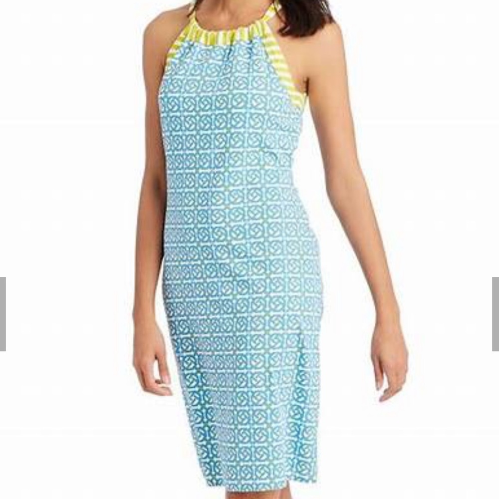 J. McLaughlin Maria Halter Dress Catalina Cloth Lightweight Stretch Tie …
